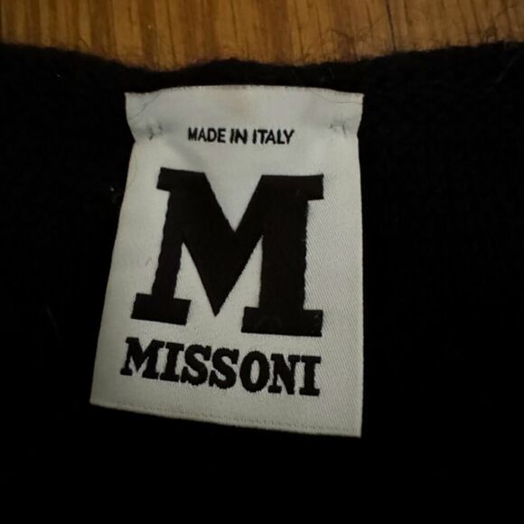 Vintage M Missoni black lightweight sweater cardigan with teal accents US 2 - Picture 12 of 16